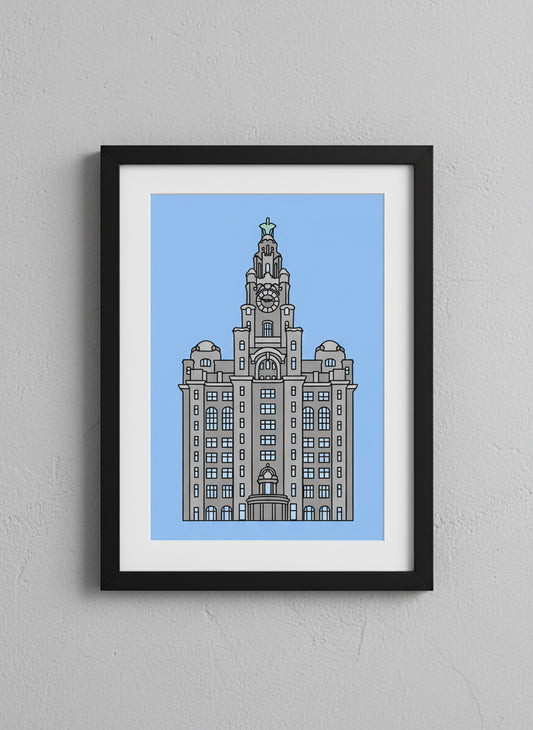 Liver Building Pop Art Print (blue&grey)