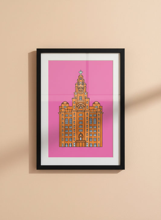 Liver Building Pop Art Print (pink&orange)