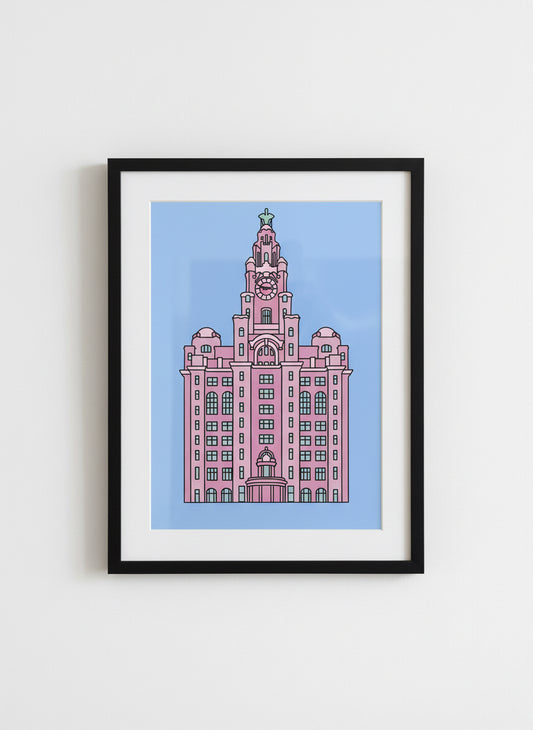 Liver Building Pop Art Print (blue&pink)